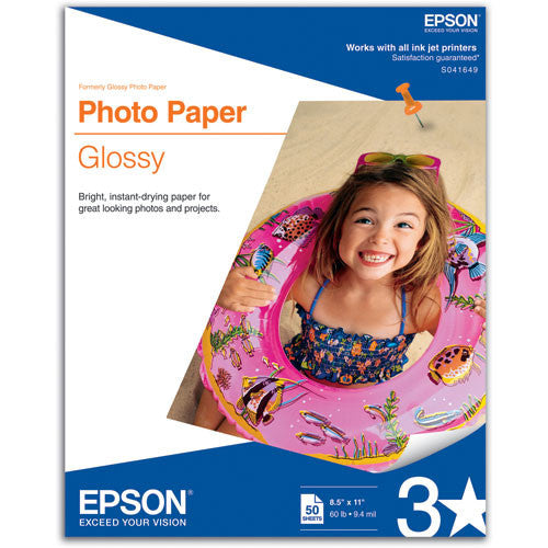 Epson Premium Glossy Photo Paper 8.5x11 Inches - 50 Sheets Pack for Professional Printing, Photo Albums, and Framed Displays