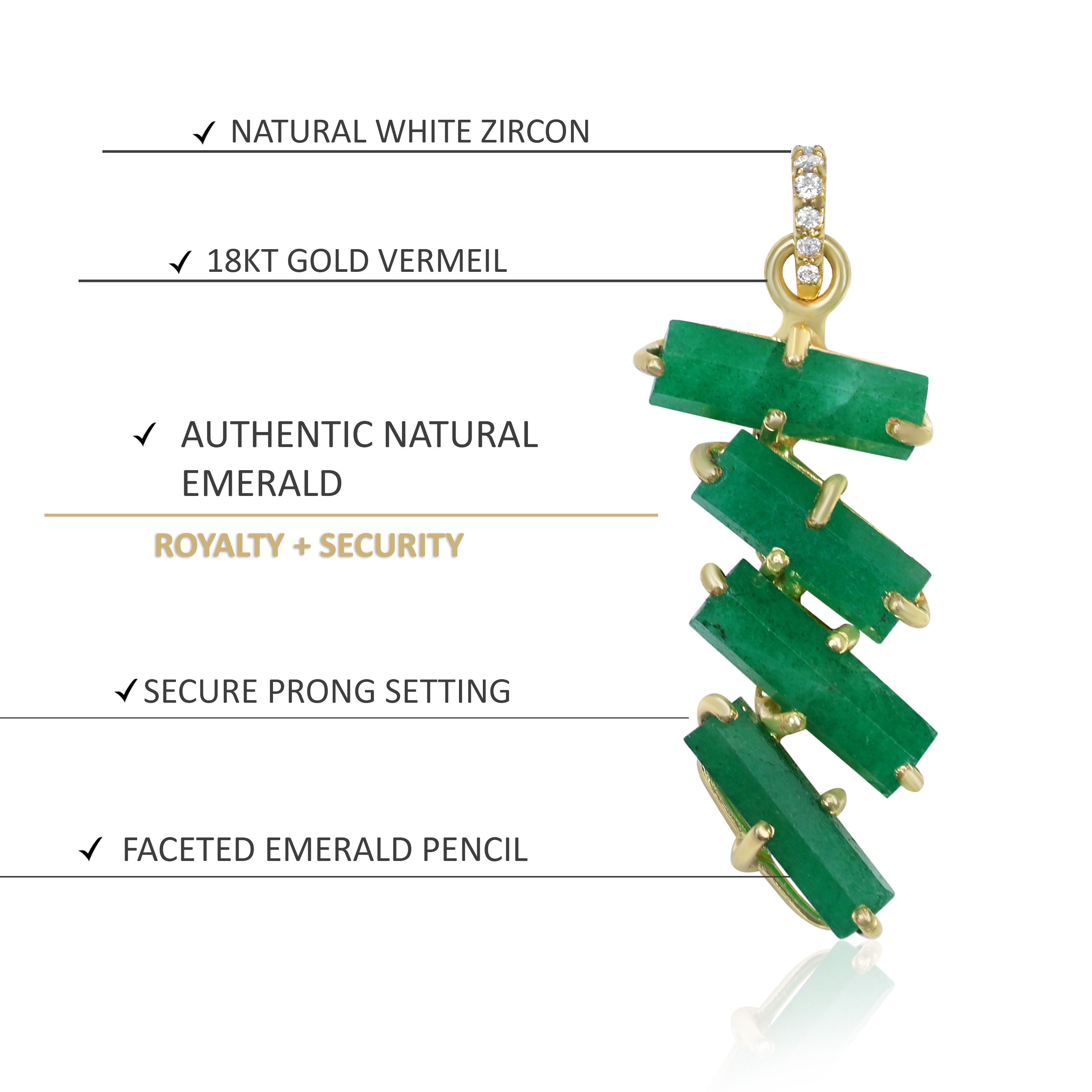Faceted Emerald Hexagon Pendant Necklace with White Zircon Chain - Elegant Jewelry Gift for Women, Perfect for Parties, Weddings & Special Occasions