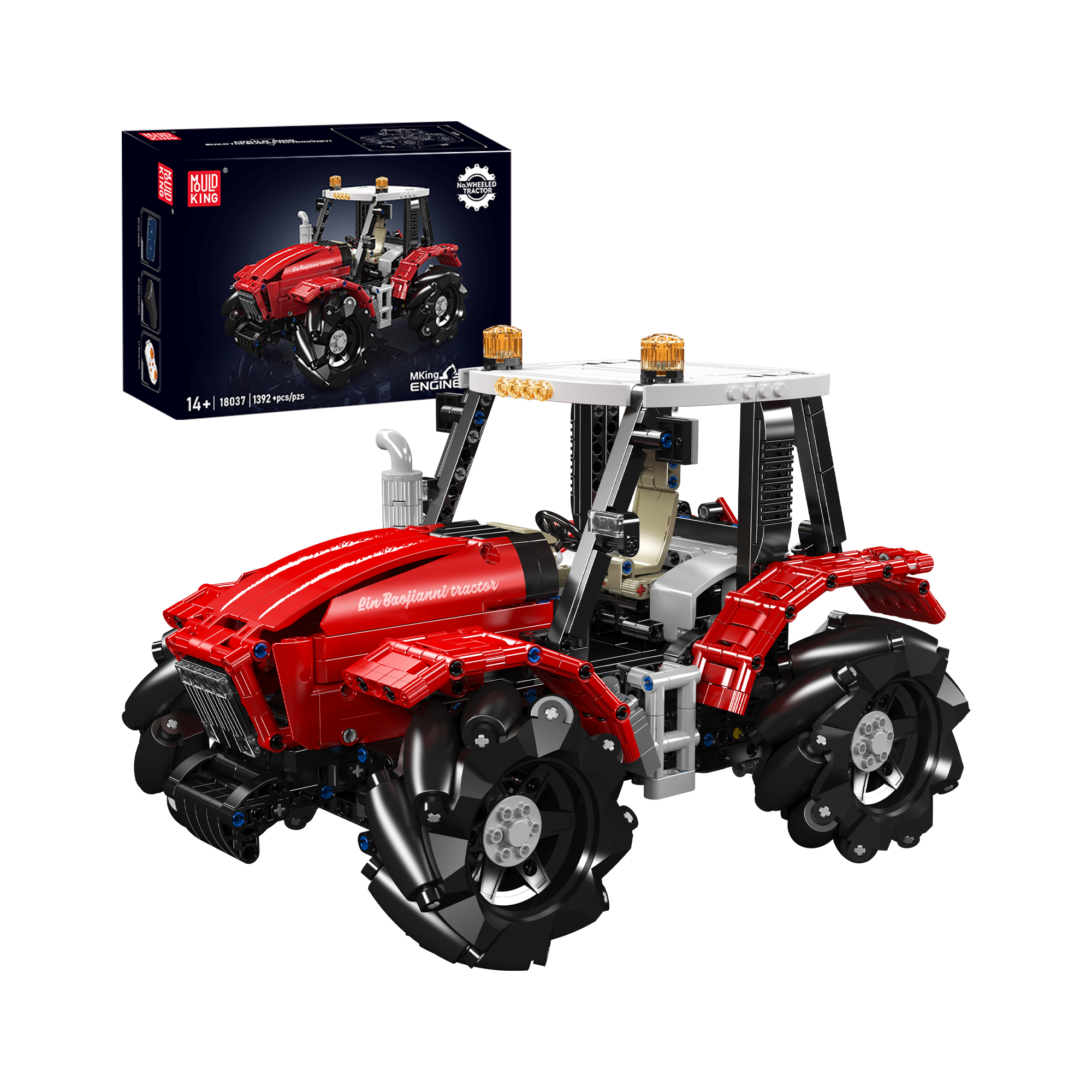 Mould King 18037 Mecanum Wheel Remote Control Tractor Building Kit - 1,392 Piece STEM Construction Set for Kids & Adults | DIY Engineering Toy for Home, School & Robotics Competitions