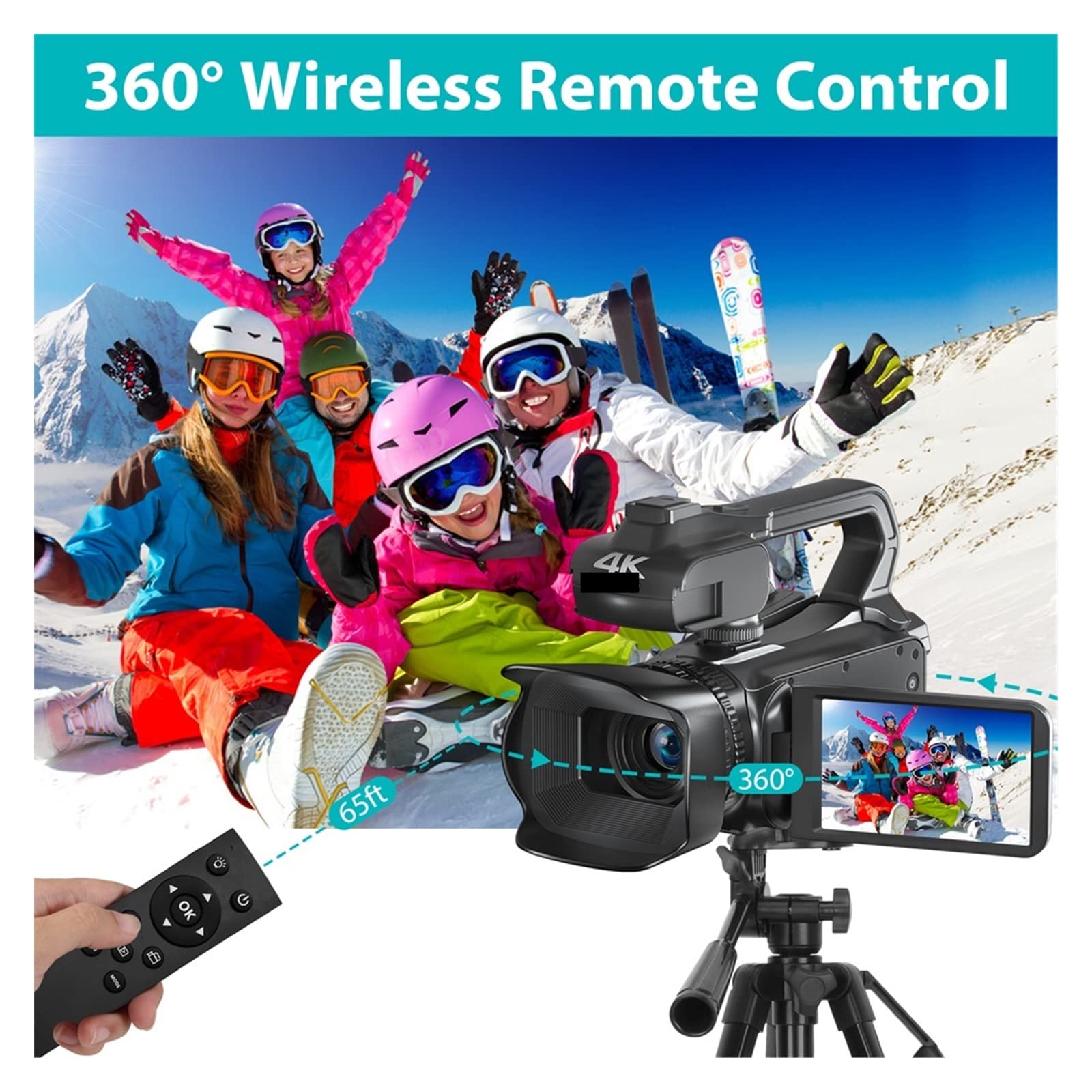 BODORME 4K 60FPS Digital Camcorder with 64MP Sensor, 18X Zoom & 4.0
