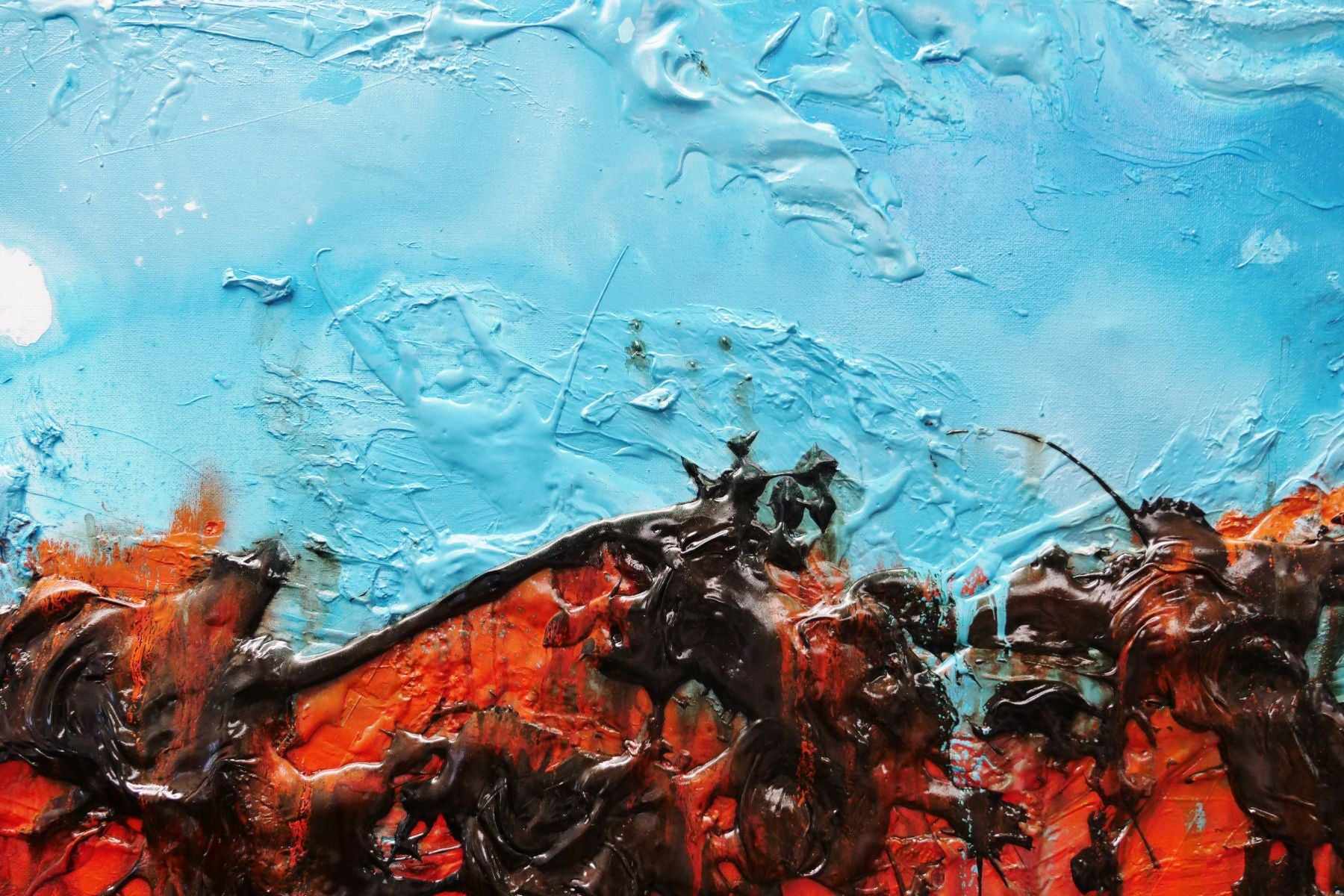 Outback Vibes 160cm x 100cm Orange Blue Textured Abstract Canvas Art - Modern Wall Decor for Living Room, Bedroom & Office