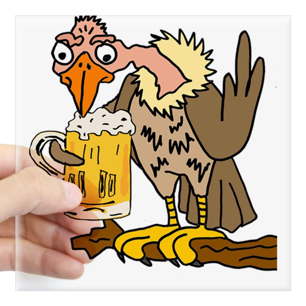 Buzzard Drinking Beer Sticker - Funny Car Decal & Bumper Sticker for Cars, Trucks, Laptops - Perfect for Beer Lovers & Humor Gifts (Square Design)