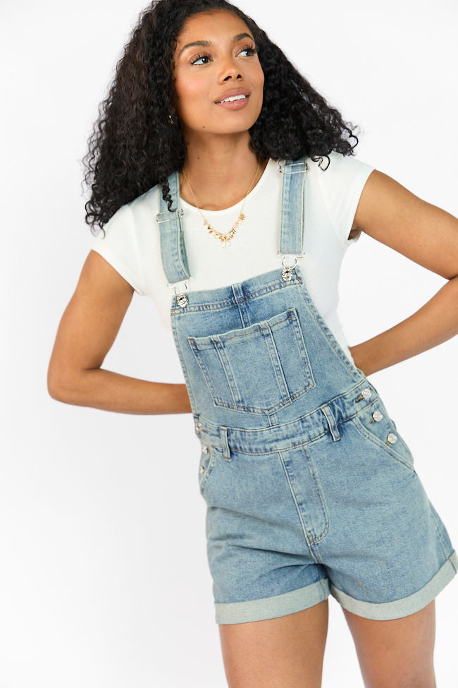 Common Ground Medium Wash Relaxed Fit Cuffed Overalls for Women - Comfortable Denim Jumpsuit with Adjustable Straps - Perfect for Casual Outings, Gardening & Weekend Wear