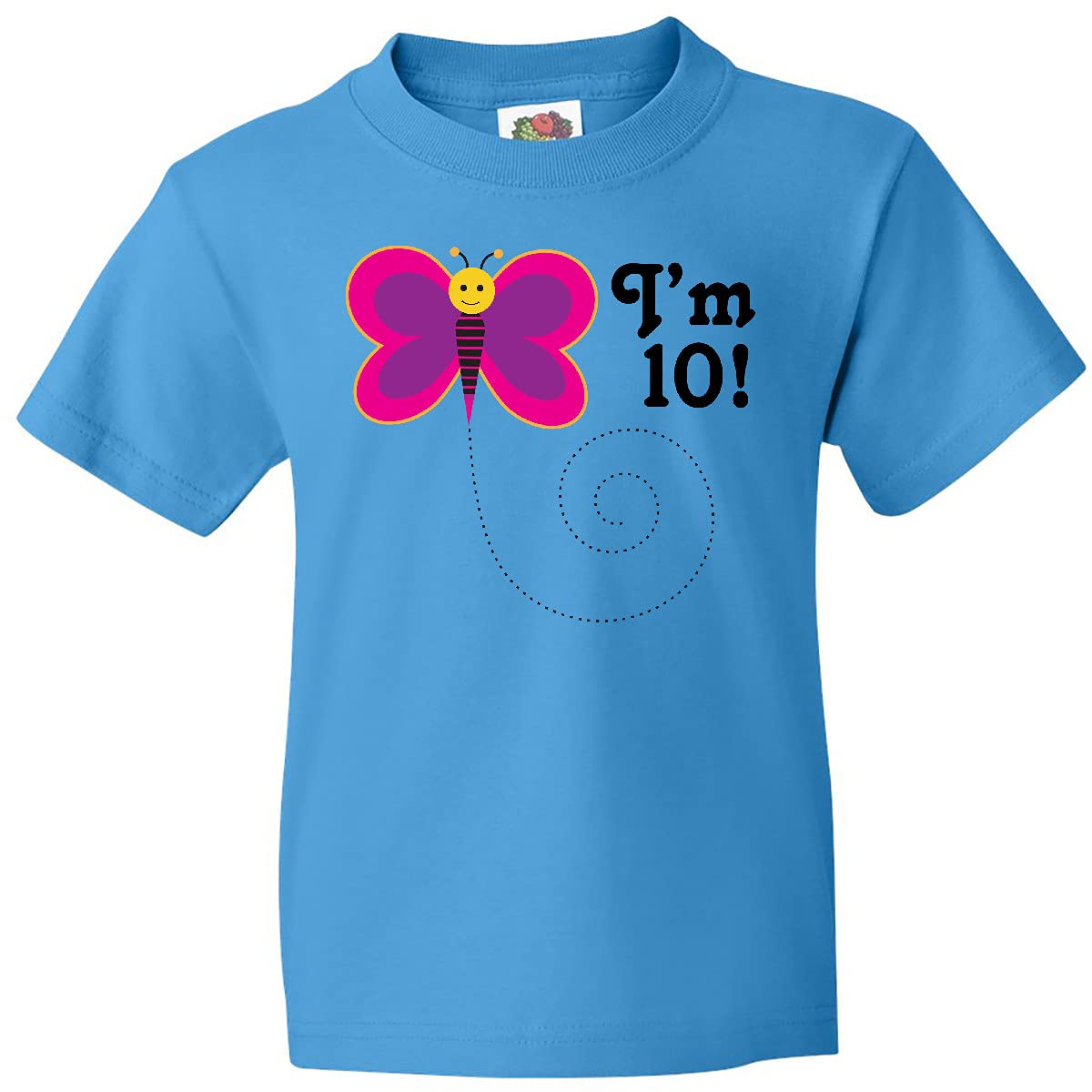 Inktastic 10th Birthday Butterfly Youth T-Shirt for Girls - Cute 10 Year Old Birthday Gift Idea - Perfect for Birthday Parties, School Events & Casual Wear