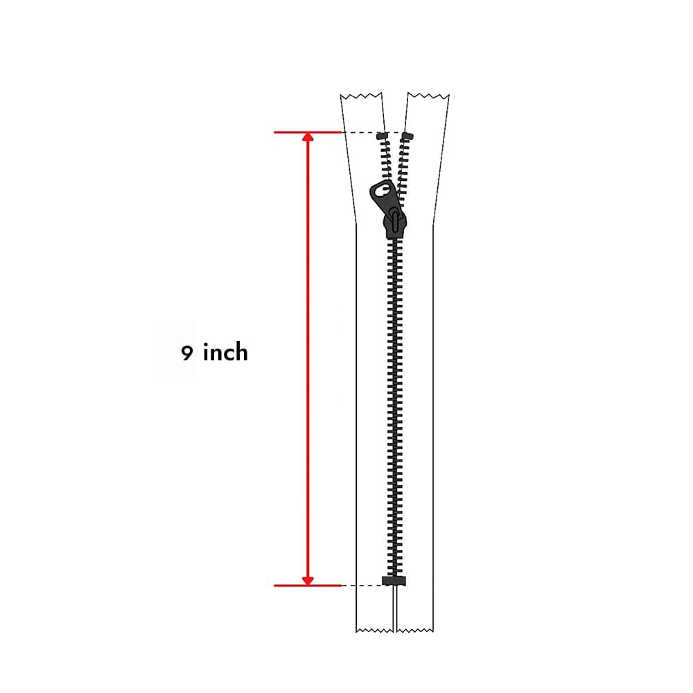 9 Inch Heavy Duty Metal Zipper - Black & Gold Brass Non-Separating Zippers for Sewing, Crafts, DIY Projects - Perfect for Bags, Jackets, Boots and Outdoor Gear Repair