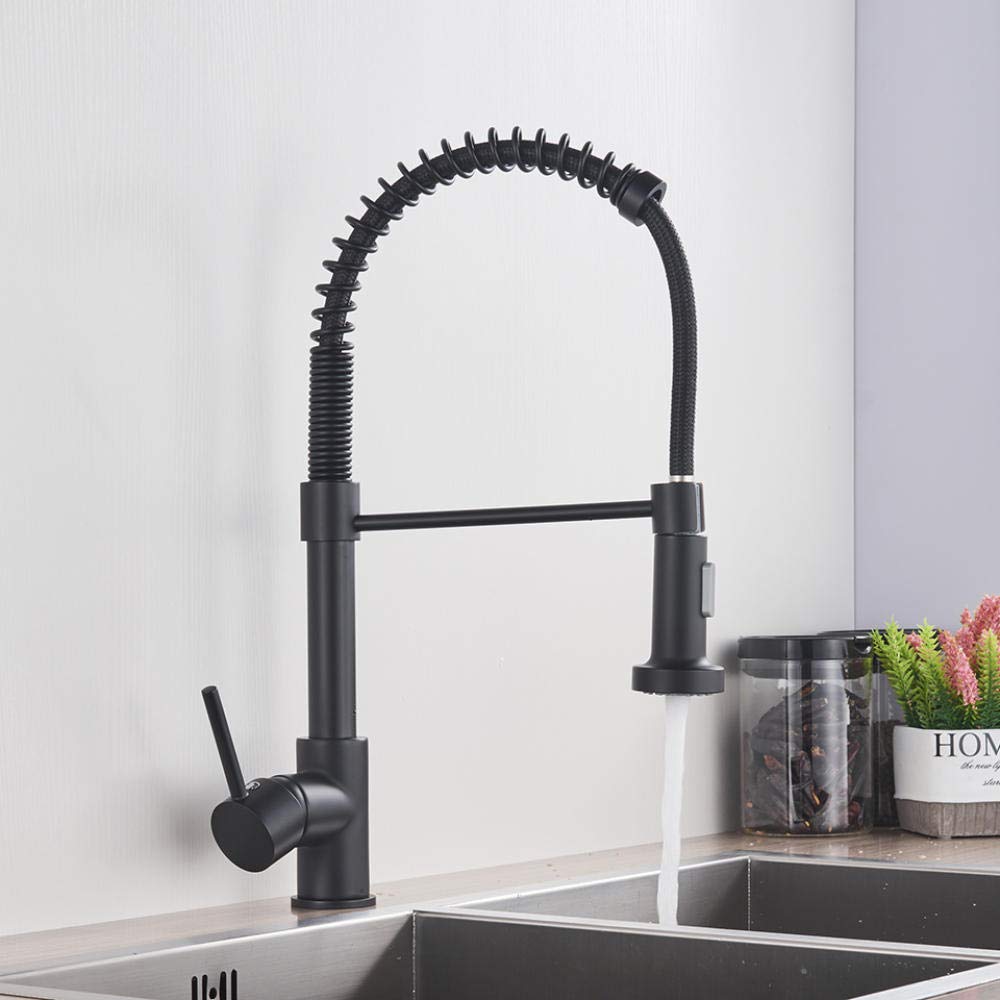 360° Swivel Black Kitchen Faucet - Deck Mounted Mixer Tap with Stream Sprayer Nozzle for Hot & Cold Water - Perfect for Modern Kitchens, Small Spaces & Easy Dishwashing
