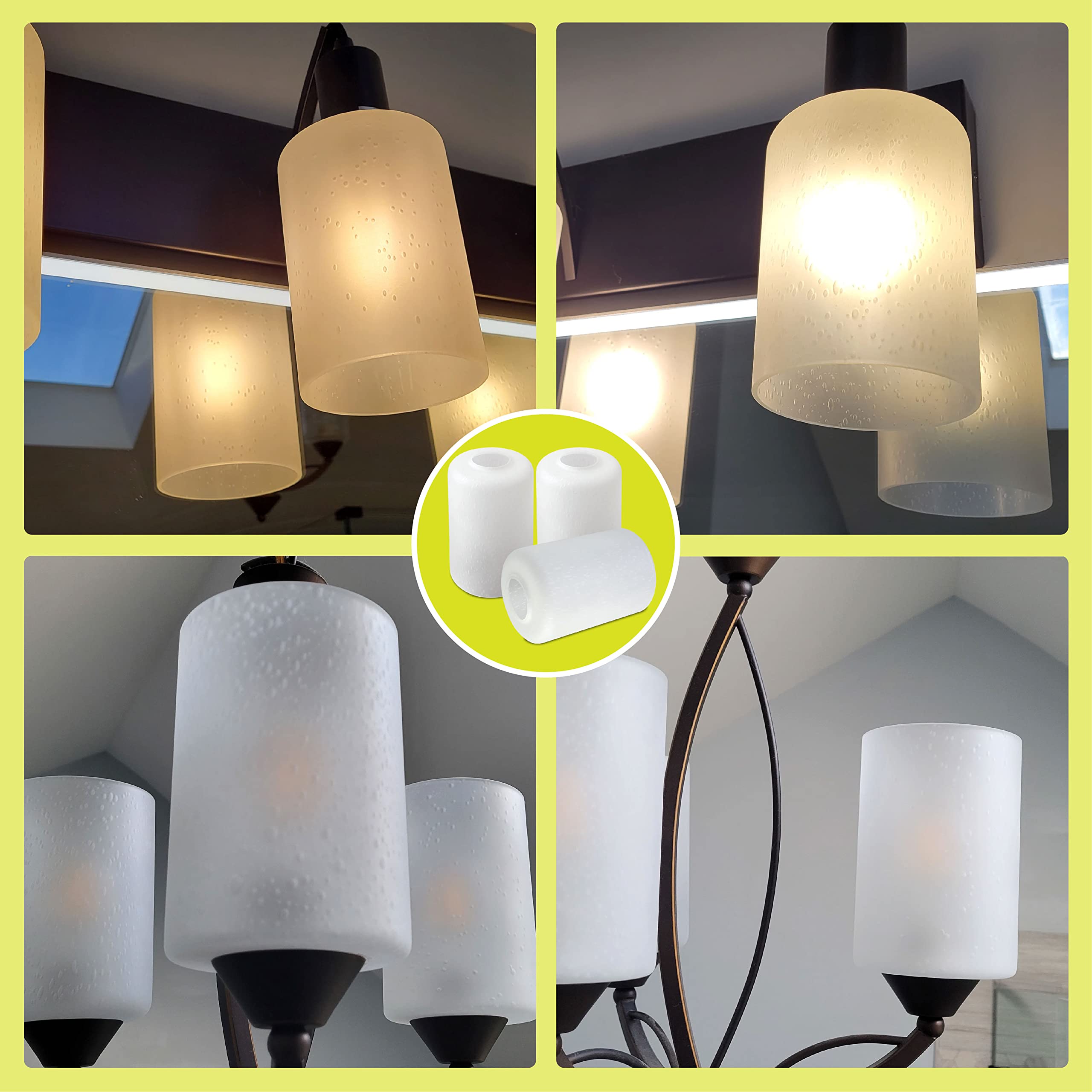 3 Pack Frosted White Seeded Glass Lamp Shades - Bubble Cylinder Design for Pendant Lights, Table Lamps & Chandeliers (1-5/8