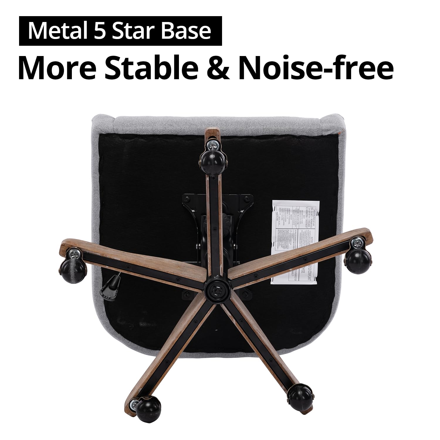 Ergonomic Home Office Chair - Adjustable Upholstered Computer Desk Chair with 360° Swivel Base & Lumbar Support - Comfortable Task Chair for Office, Study Room or Living Room - Perfect for Remote Work, Gaming & Long Hours Sitting (Grey)