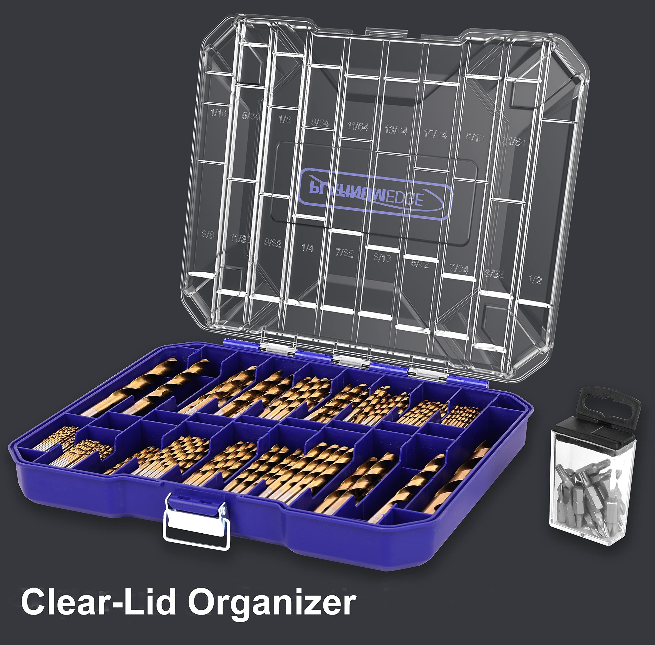 256-Piece Titanium Twist Drill Bit Set with Bonus 20 Bits & 4-Piece Hurricane Wood Chisel Set (1/4