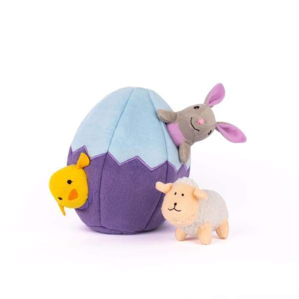 ZippyPaws Zippy Burrow Easter Egg and Friends Interactive Dog Toy - Fun Hide & Seek Plush for Small to Medium Dogs - Perfect for Easter Gifts, Playtime & Training