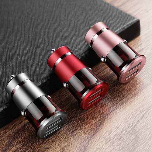 Fast 3.1A Dual USB Car Charger with LED Light - Zinc Alloy Smartphone & Tablet Charger for iPhone, Samsung, iPad - Perfect for Road Trips & Daily Commuting