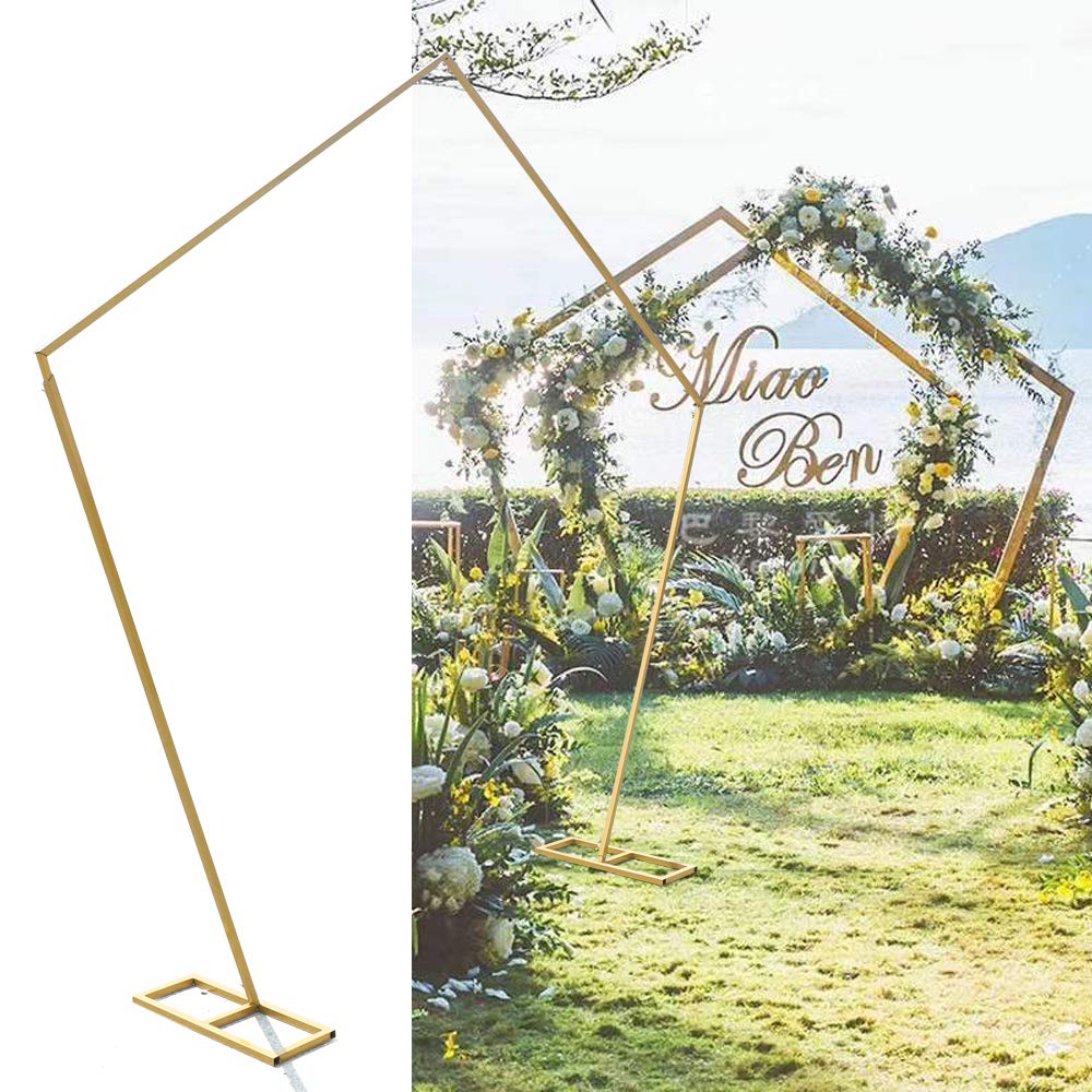 8.2ft Tall x 8.37ft Wide Metal Wedding Arch Frame - Pentagon Backdrop Stand for Wedding, Garden Party, Balloon Decor & Event Display - Durable Archway for Floral Greenery Decorations (Perfect for Outdoor Ceremonies, Photo Backdrops & Special Occasions)