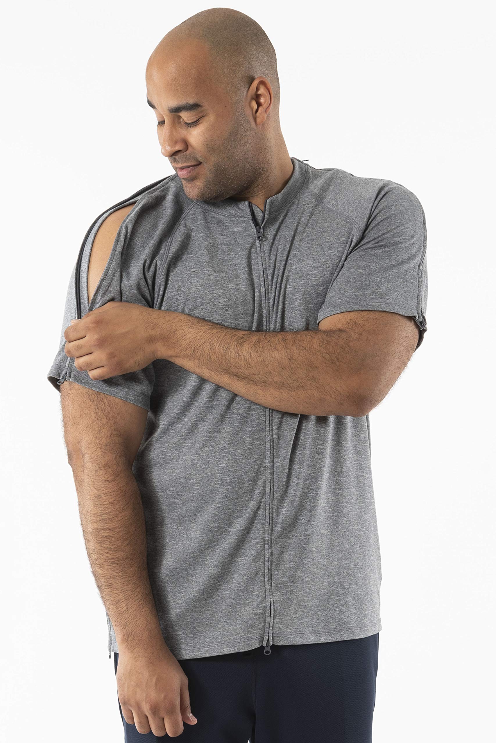 Post Shoulder Surgery Shirts for Men | Comfortable Chemo Clothing | Short Sleeve Button Down Shirt - Ideal for Recovery, Hospital Visits & Everyday Wear