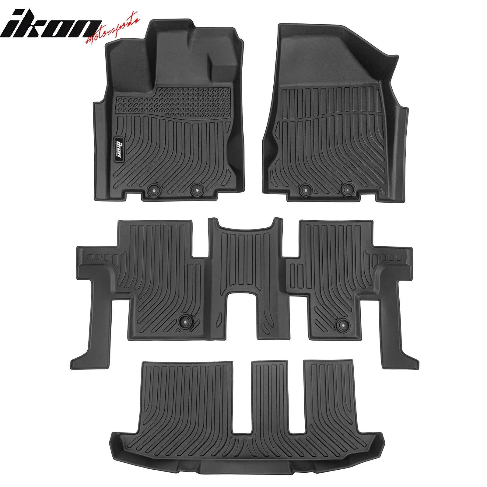IKON MOTORSPORTS All-Weather Floor Mats for 2013-2020 Nissan Pathfinder, 2014-2020 Infiniti QX60 & 2013 Infiniti JX35 - Black TPE Car Floor Liners - Durable Protection for Rain, Snow & Mud