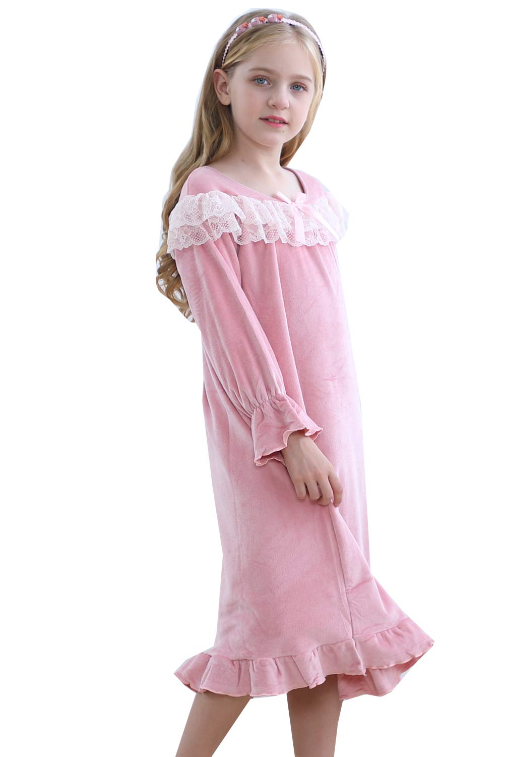 Princess Nightgown for Girls - Winter Long Sleeve Flannel Nightdress Pajamas Dress for Kids Ages 3-12 Years | Soft & Warm Sleepwear for Cold Nights, Christmas Gifts, and Cozy Bedtime