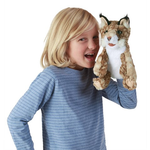 Folkmanis Bobcat Kitten Hand Puppet - Realistic Plush Animal Toy for Kids, Storytelling & Educational Play - Perfect for Classroom, Theater & Imaginative Playtime