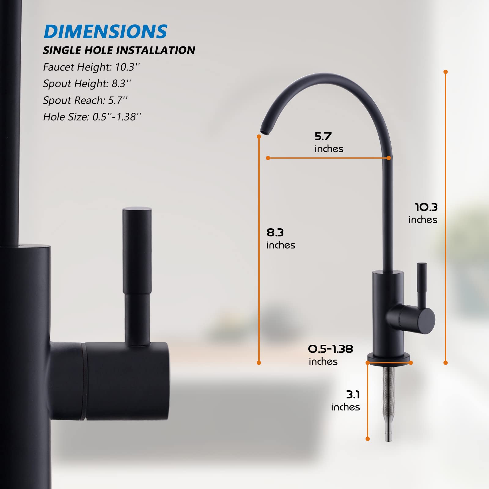 WEWE Commercial Black Stainless Steel Single Handle Kitchen Faucet with Pull Down Sprayer and RO Faucet - Ideal for Restaurant, Home, and Office Kitchen Sinks