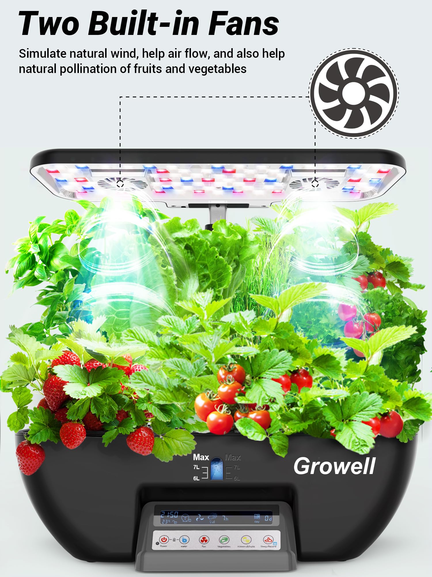Hydroponics Growing System Kit - 17 Pods Indoor Herb Garden with 102 LED 28W Full-Spectrum Grow Lights, 2 Fans & Auto Timer, 10L Water Tank with Water Pump, Height Adjustable (Black & Grey) - Perfect for Home Gardening, Kitchen Herbs, and Year-Round Indoor Plant Growth