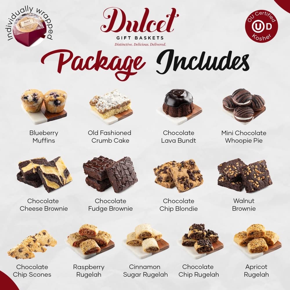 Gourmet Gift Basket with Oil Reed Diffuser - Handmade Freshly Baked Treats - Assorted Brownies, Rugelach, Whoopie Pies, Crumb Cake, Scones - Perfect for Holidays, Birthdays & Corporate Gifts