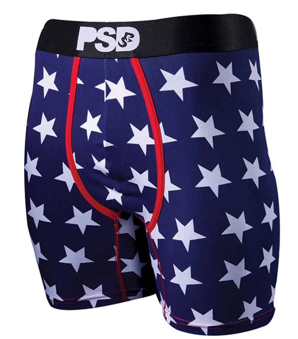 PSD Men's Star Spangled Boxer Briefs - Navy Blue Cotton Underwear for Comfort & Style | Perfect for Everyday Wear, Gym & Travel