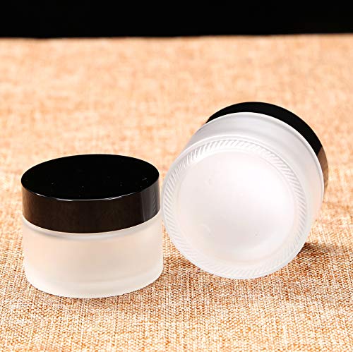 12 Pack 1 oz (30ml) Frosted Clear Glass Jars with Lids - Small Cosmetic Containers for Makeup Samples, DIY Creams, Salves & Travel Size Products | Perfect for Homemade Beauty, Skincare & Mini Storage Solutions