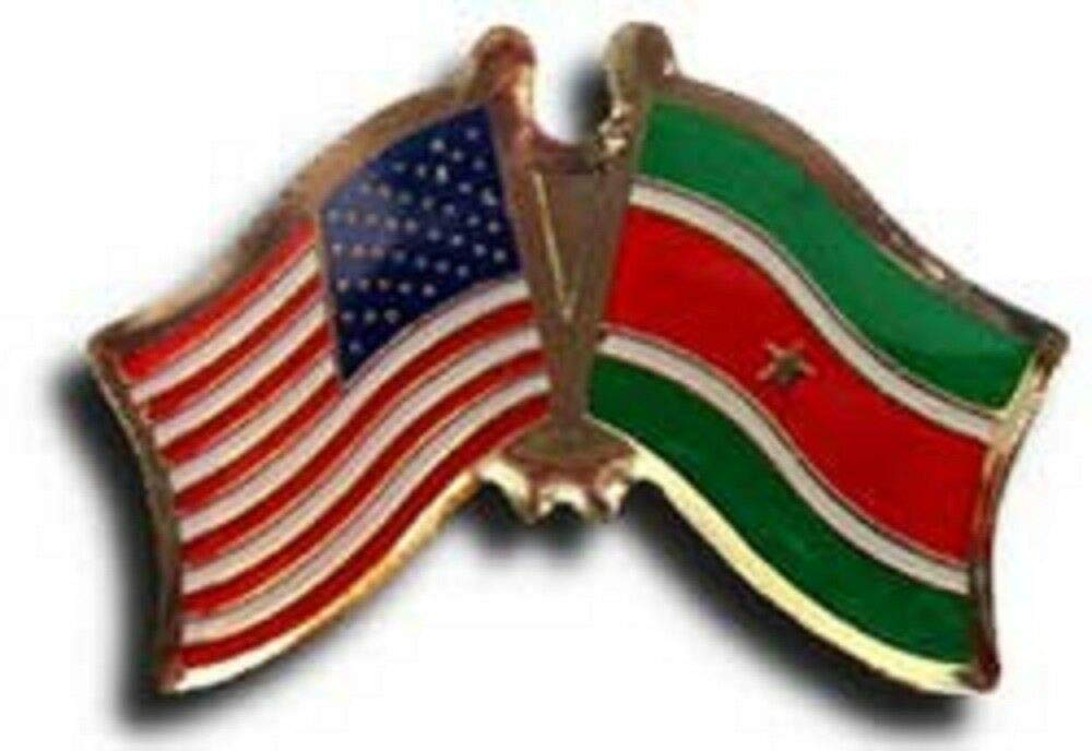 Wholesale Pack of 6 USA & Suriname Friendship Flag Bike Hat Cap Lapel Pins - High Quality Enamel Flag Pins for Cycling, Hats, Jackets & Backpacks - Perfect for Travel, Sports & Patriotic Events