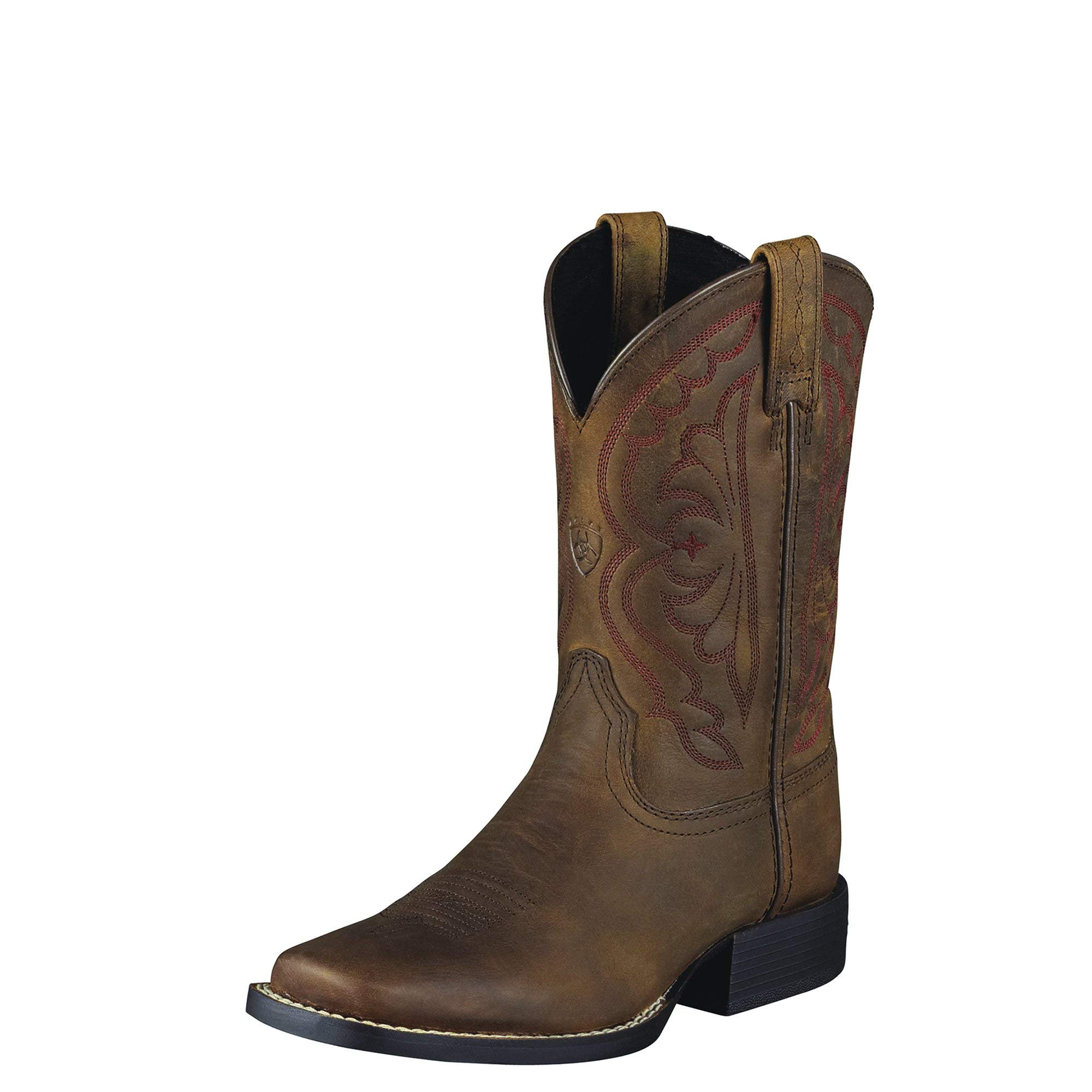 Ariat Kids' Quickdraw Western Boots - Durable Leather Cowboy Boots for Boys & Girls - Perfect for Rodeo, Horse Riding & Outdoor Adventures