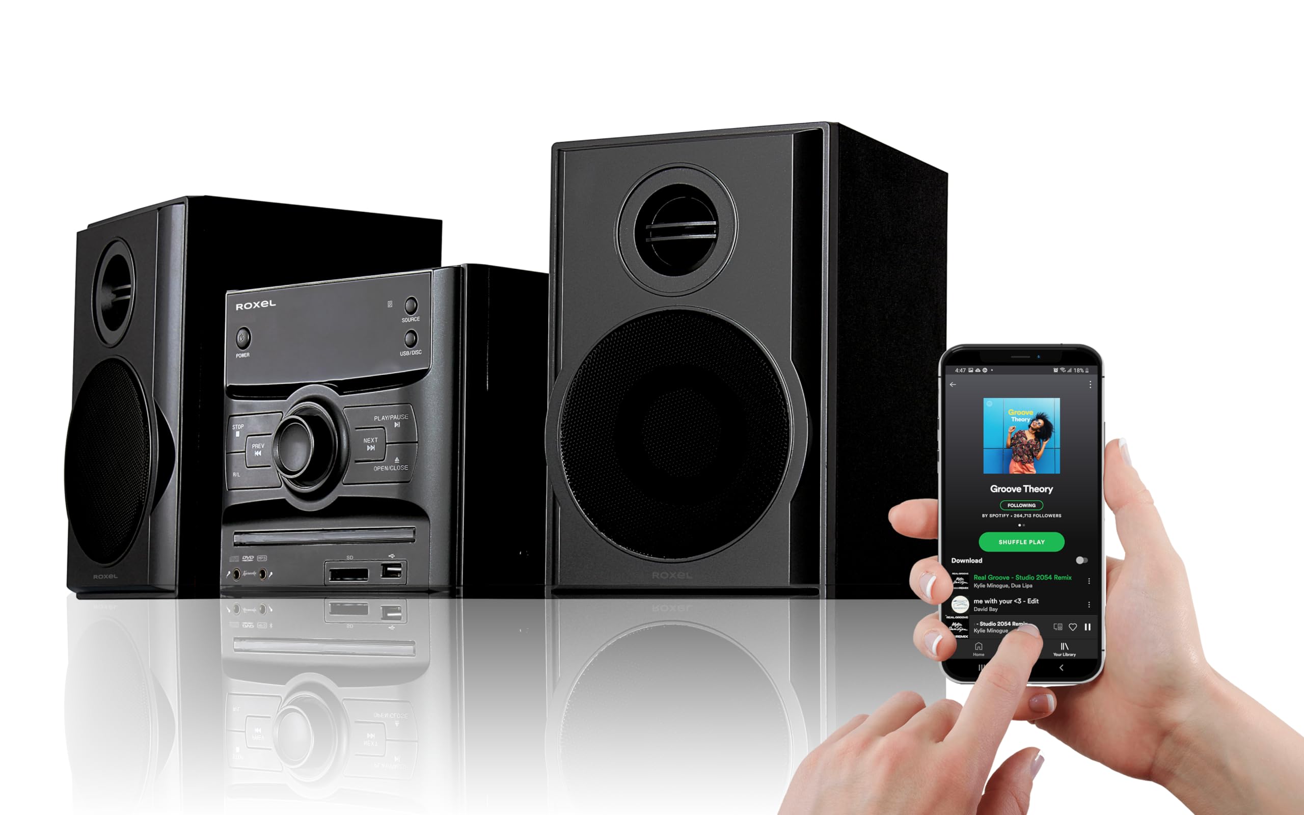 Roxel RCD-250BT Compact All-in-One Micro HiFi System with CD/DVD Player, Karaoke, Bluetooth, FM Radio, USB MP3 Playback & Remote - 40W RMS for Home Entertainment, Parties & Small Spaces