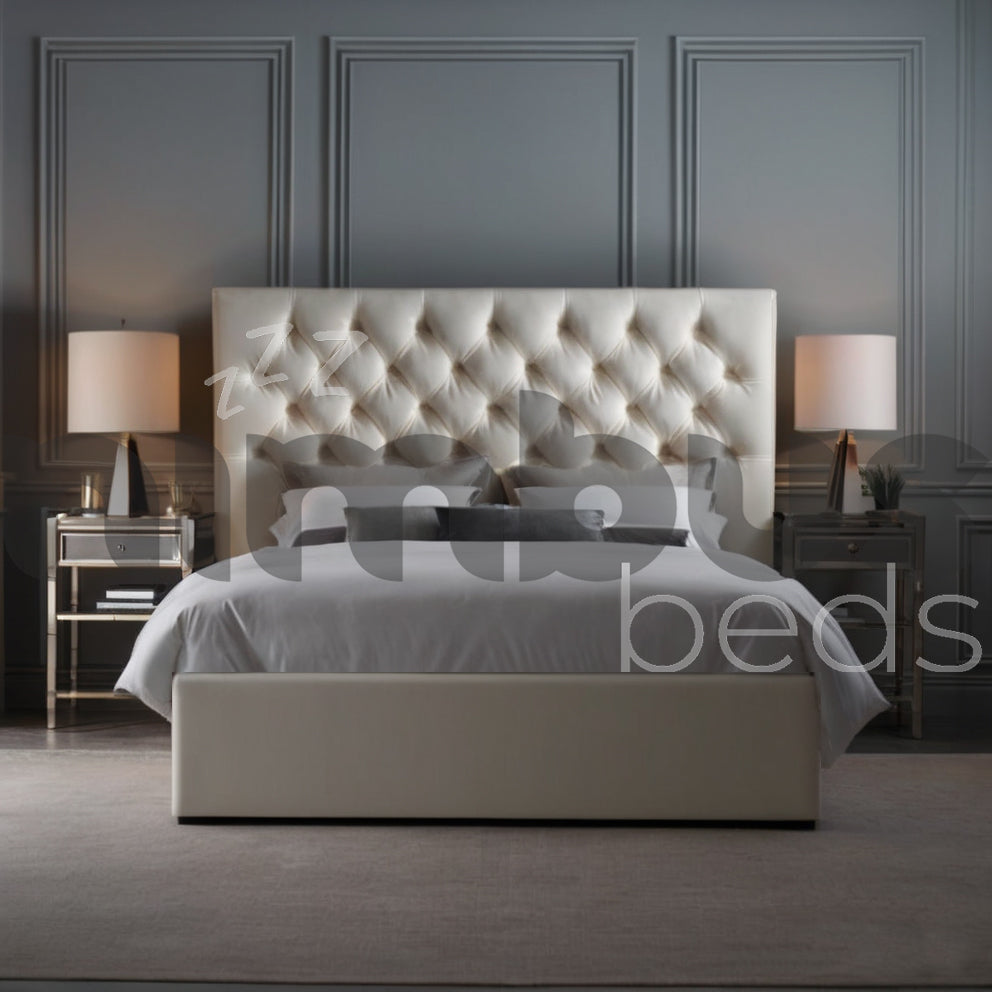 Chesterfield Bed Frame - Queen Size Upholstered Platform Bed with Button Tufting & Wooden Slats | Elegant Bedroom Furniture for Master Suite, Guest Room & Apartment