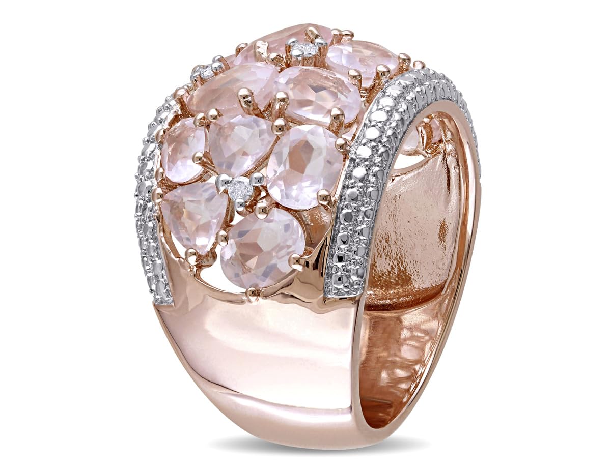 6.0 Carat (ctw) Synthetic Rose Pink Quartz Ring in Rose Gold Plated Sterling Silver with Accent Diamonds - Elegant Jewelry for Weddings, Anniversaries & Special Occasions