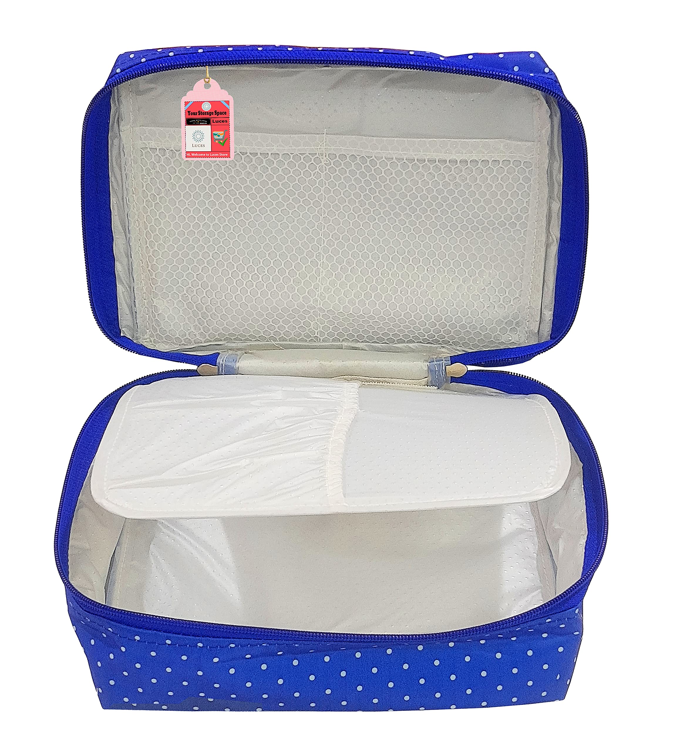 Portable Travel Makeup Train Case - Cosmetic Organizer Bag with Adjustable Dividers & Water-Resistant Zipper Pouch for Women & Girls | Perfect for Travel, Daily Storage & Artist Supplies (Blue)