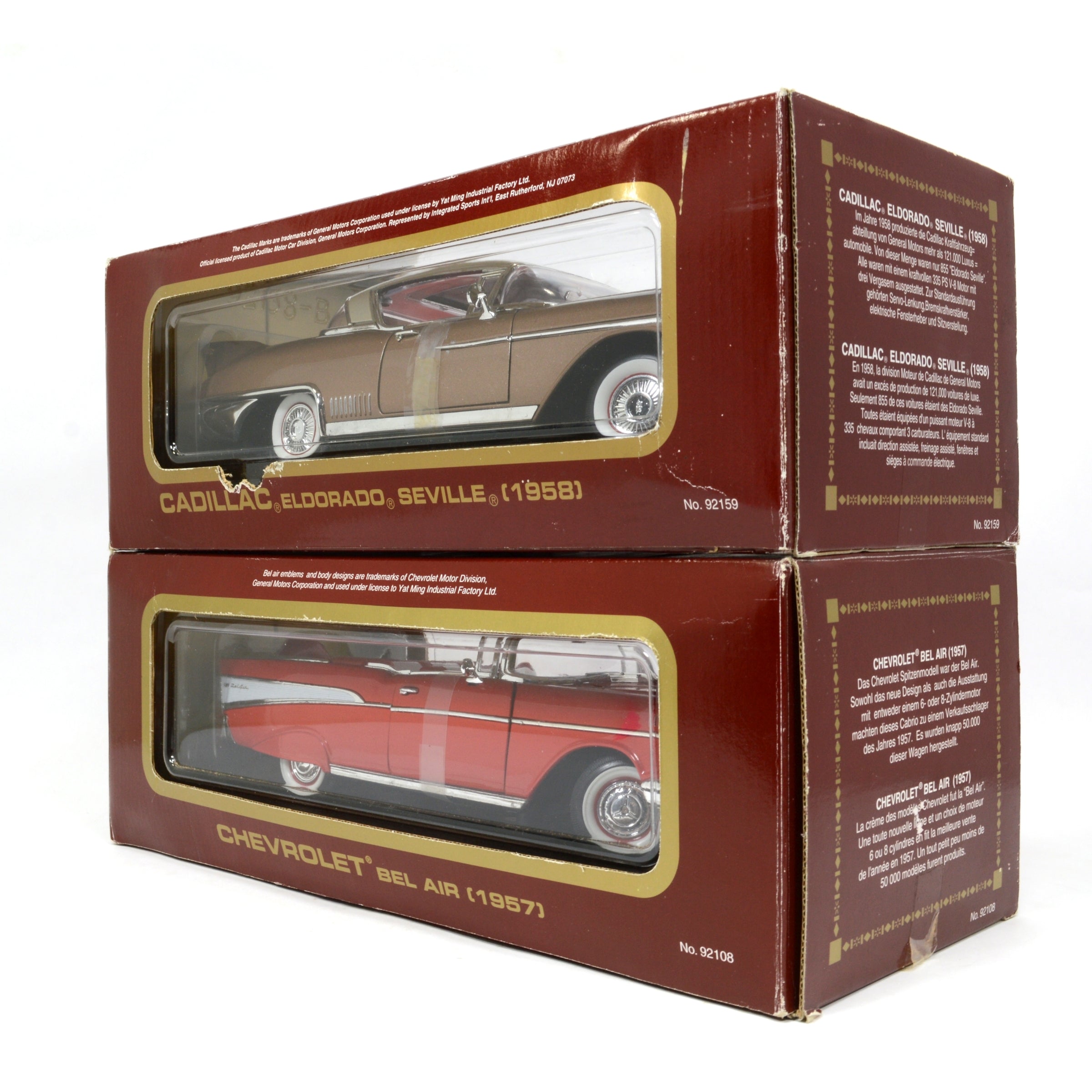 Lot of 2 Road Legends Diecast Cars 1:18 Scale - Chevy Bel Air & Cadillac Eldorado | Collectible Model Cars for Display & Gifting