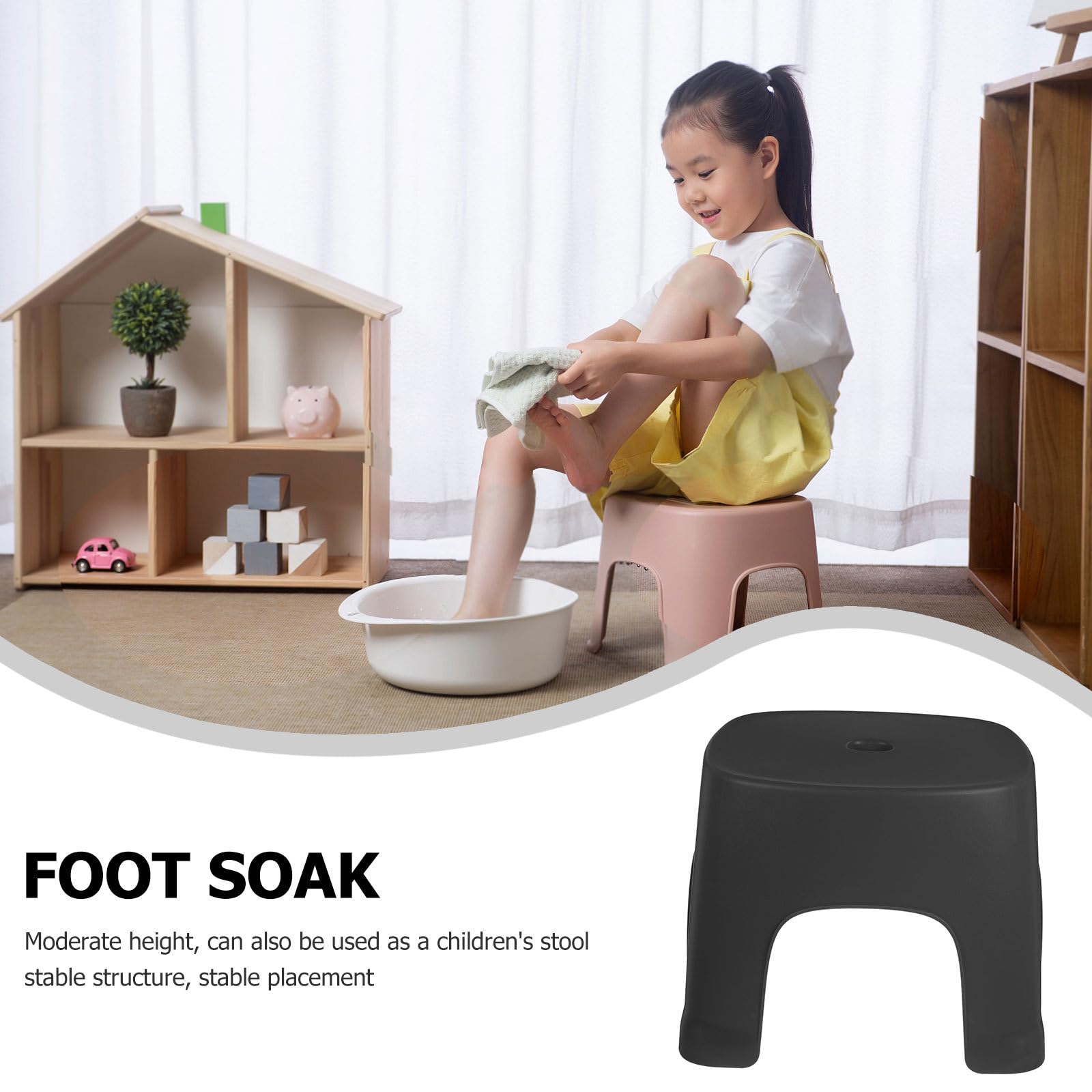 Adjustable PVC Step Stool for Adults & Toddlers - Non-Slip Bathroom Toilet Stool, Office Footrest, Multi-Purpose Stepping Stool for Home, Kitchen, and Shower Use