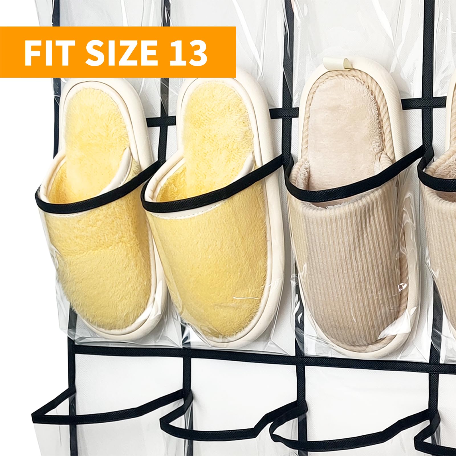 28 Large Clear Over The Door Shoe Organizer - 1 Pack Sturdy Hanging Shoe Rack for Sneakers & Accessories - 4 Hooks (White) - Perfect for Closet, Bedroom & Entryway Storage