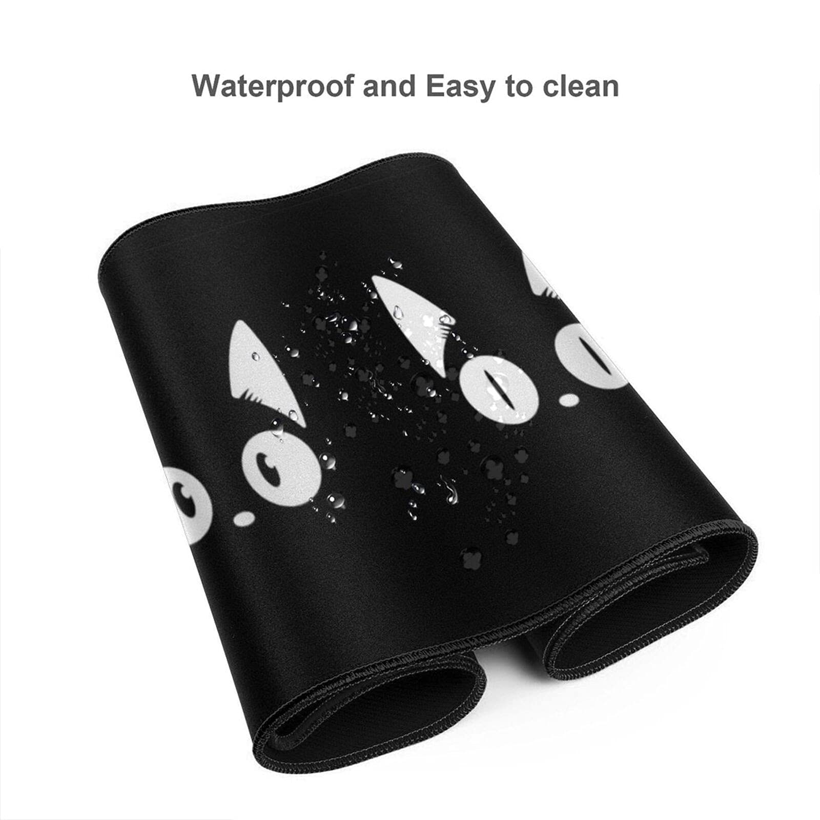 Premium Black Gaming Mouse Pad - Extra Large Extended Mouse Mat with Stitched Edges (31.5x11.8 Inch) - Cute Cat Face Design for PC & Laptop Gamers - Perfect for Gaming Setups, Office Work & Home Desks