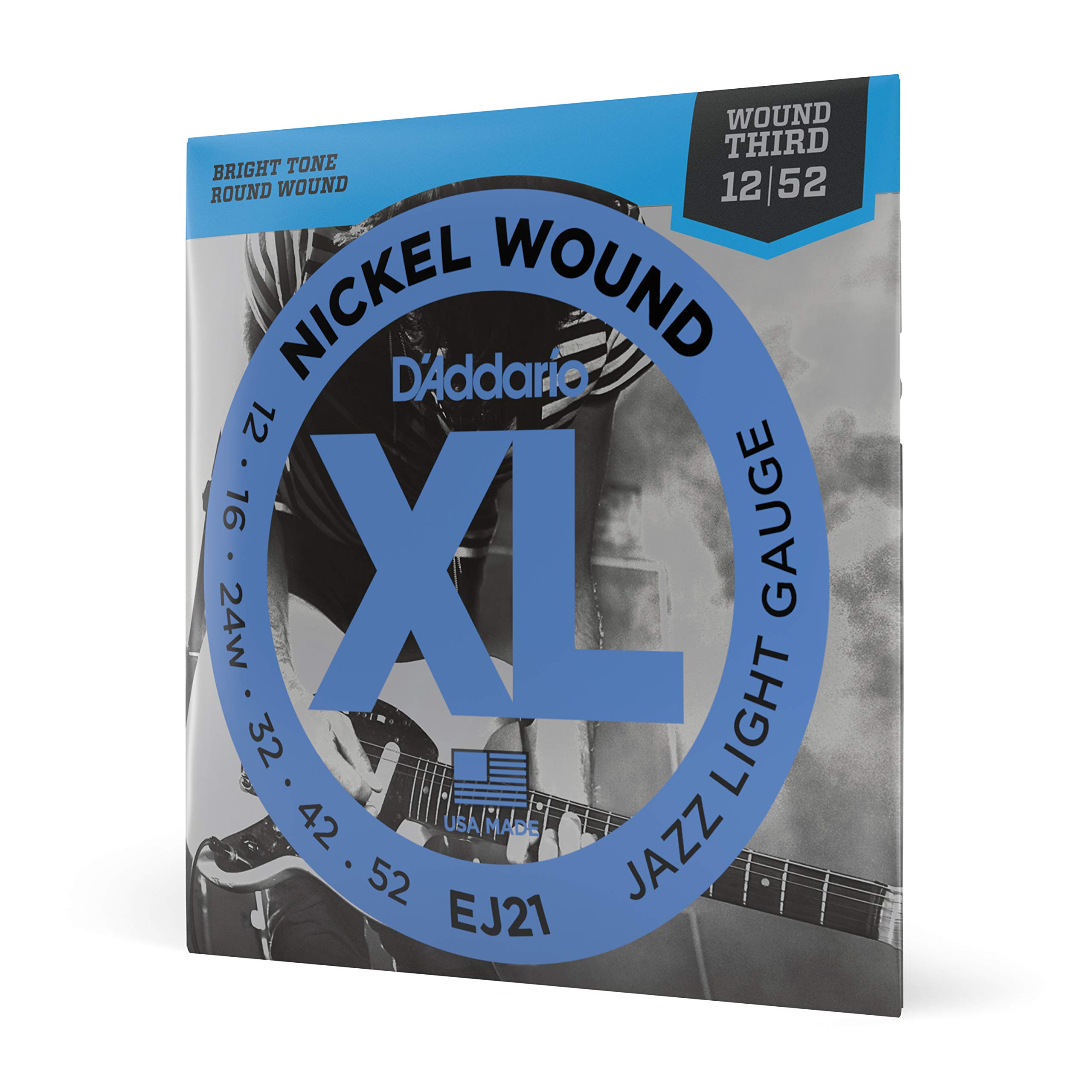 D'Addario EJ21 XL Nickel Electric Guitar Strings - 12-52 Jazz Light Gauge for 6-String Guitars - Superior Intonation, Consistent Feel & Long-Lasting Durability - Ideal for Jazz, Blues & Rock Performances
