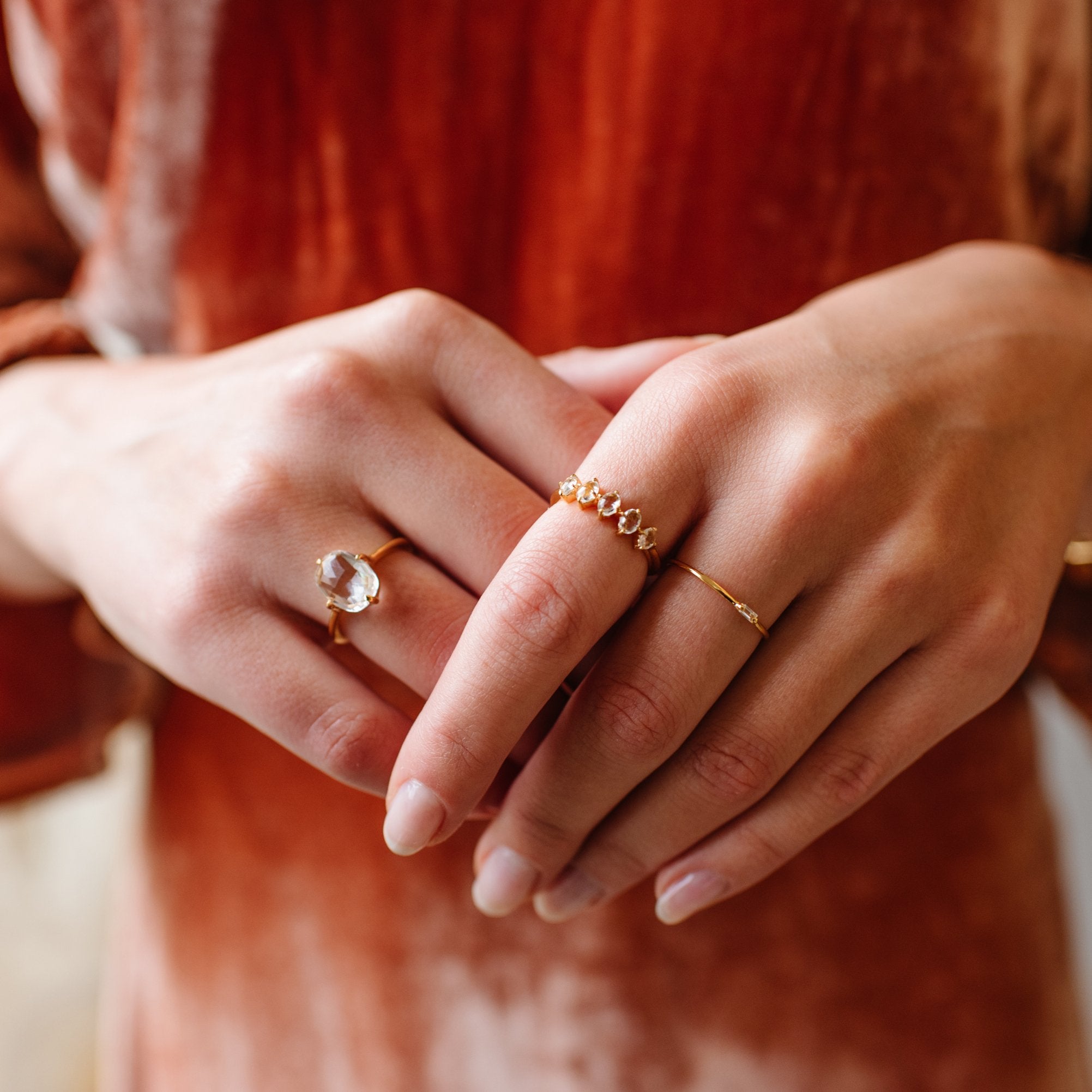 Elegant White Topaz & Gold Solitaire Ring for Women | Dainty Oval Cut Gemstone Engagement Ring | Perfect for Weddings, Anniversaries & Special Occasions