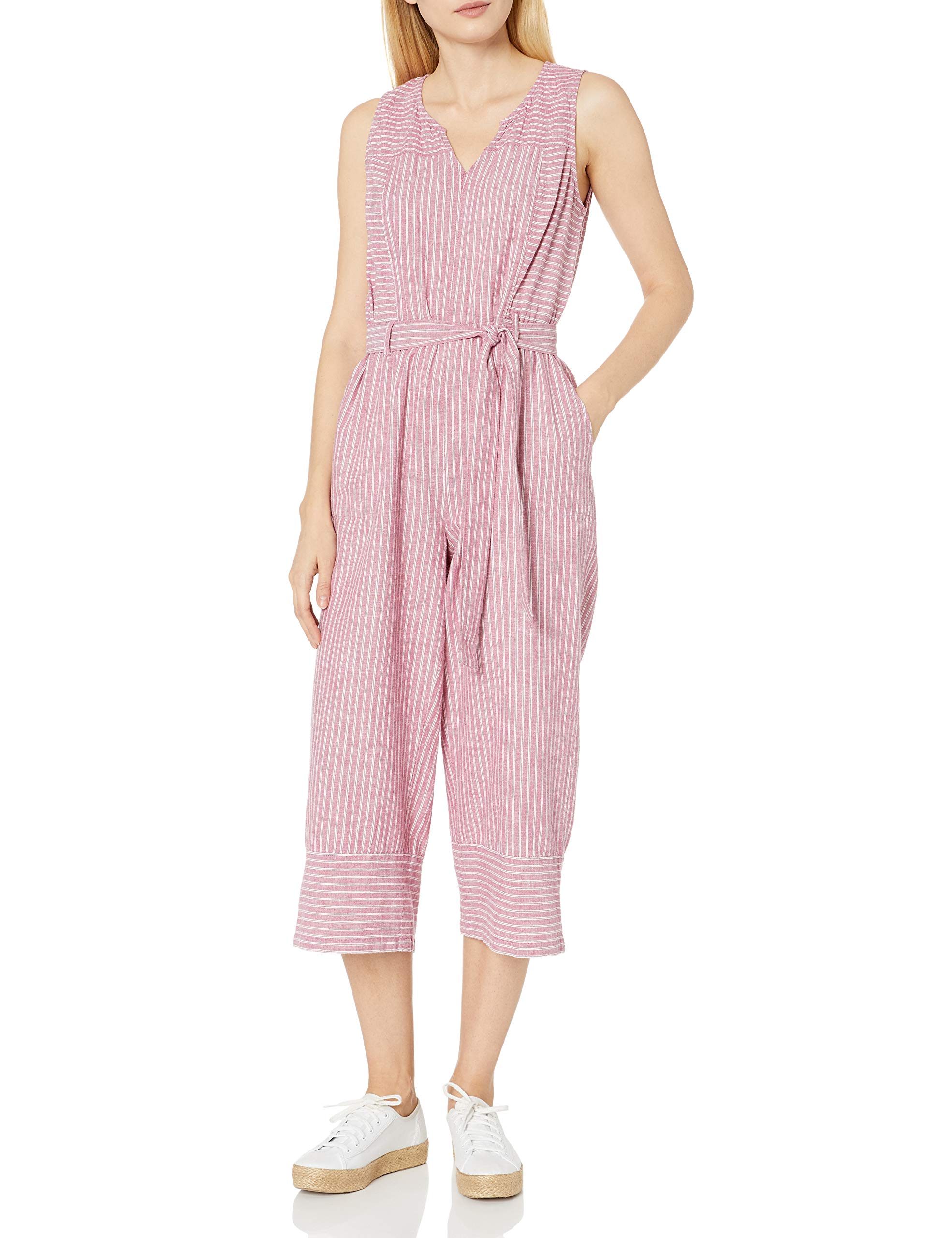 Vince Camuto Women's Sleeveless Striped Belted Jumpsuit - Casual Summer Outfit for Beach, Party & Vacation