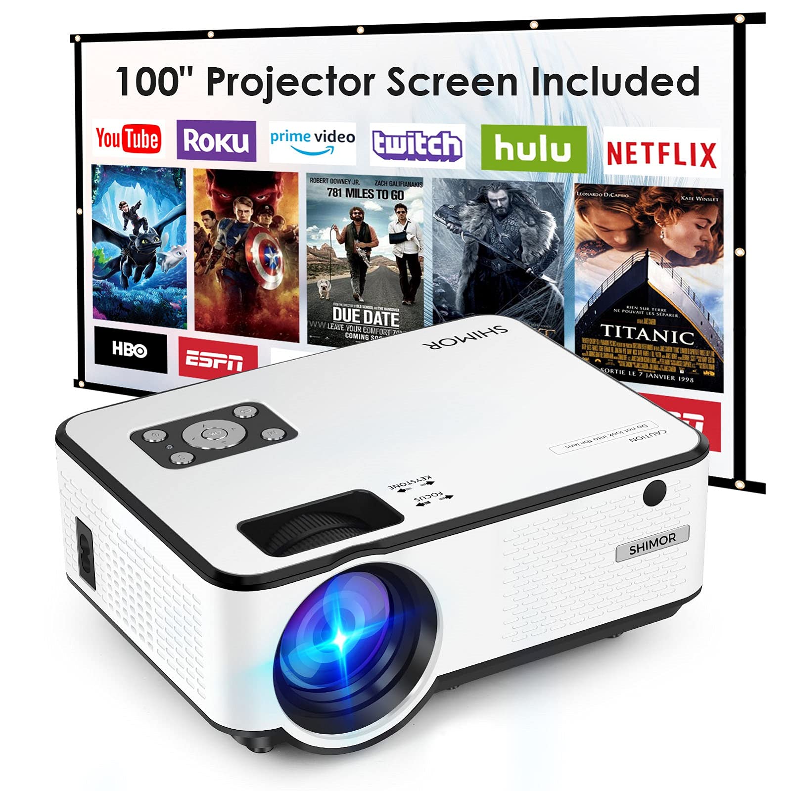 SHIMOR C9 7500L HD Mini Projector with 100