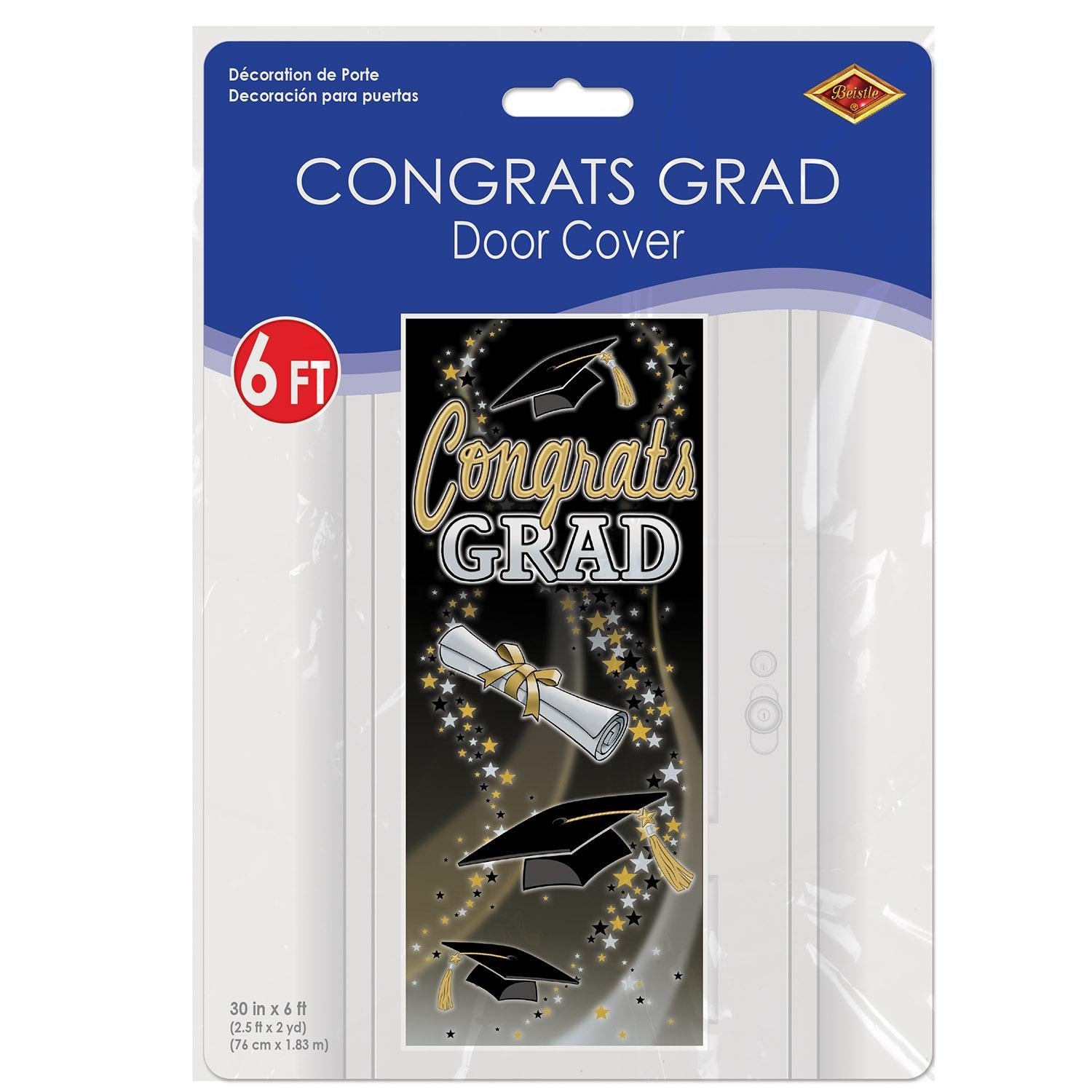 12 Pack Beistle Congrats Grad Graduation Party Door Covers - Decorative Door Decor for Graduation Celebrations, School Parties & Commencement Events