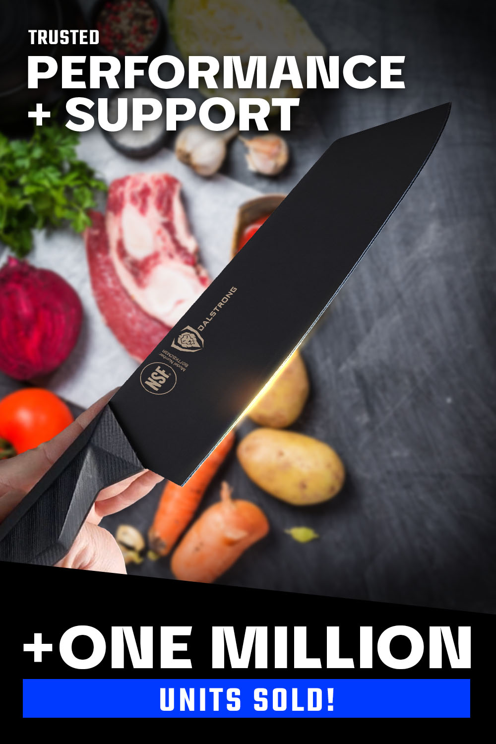 Premium Kiritsuke Chef Knife 8.5 Inch - Shadow Black Series Japanese Kitchen Knife | NSF Certified Professional Grade | Dalstrong | Perfect for Sushi, Meat Slicing & Precision Cutting