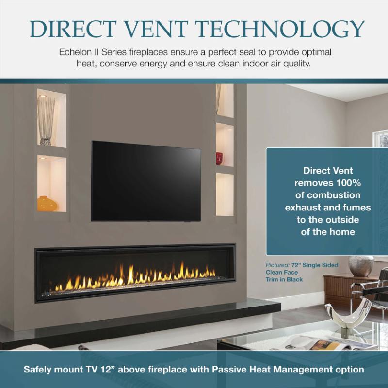 Majestic Echelon II 72-Inch Linear Direct Vent Gas Fireplace - ECHEL72IN | Modern Home Heating Solution for Living Rooms & Patios