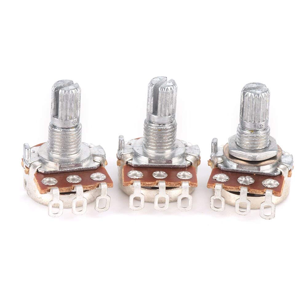3-Piece Chrome Guitar Switch Knob A250K Potentiometer - Split Shaft Audio Tone Control for Electric Guitars | Perfect for DIY Guitar Repair & Customization