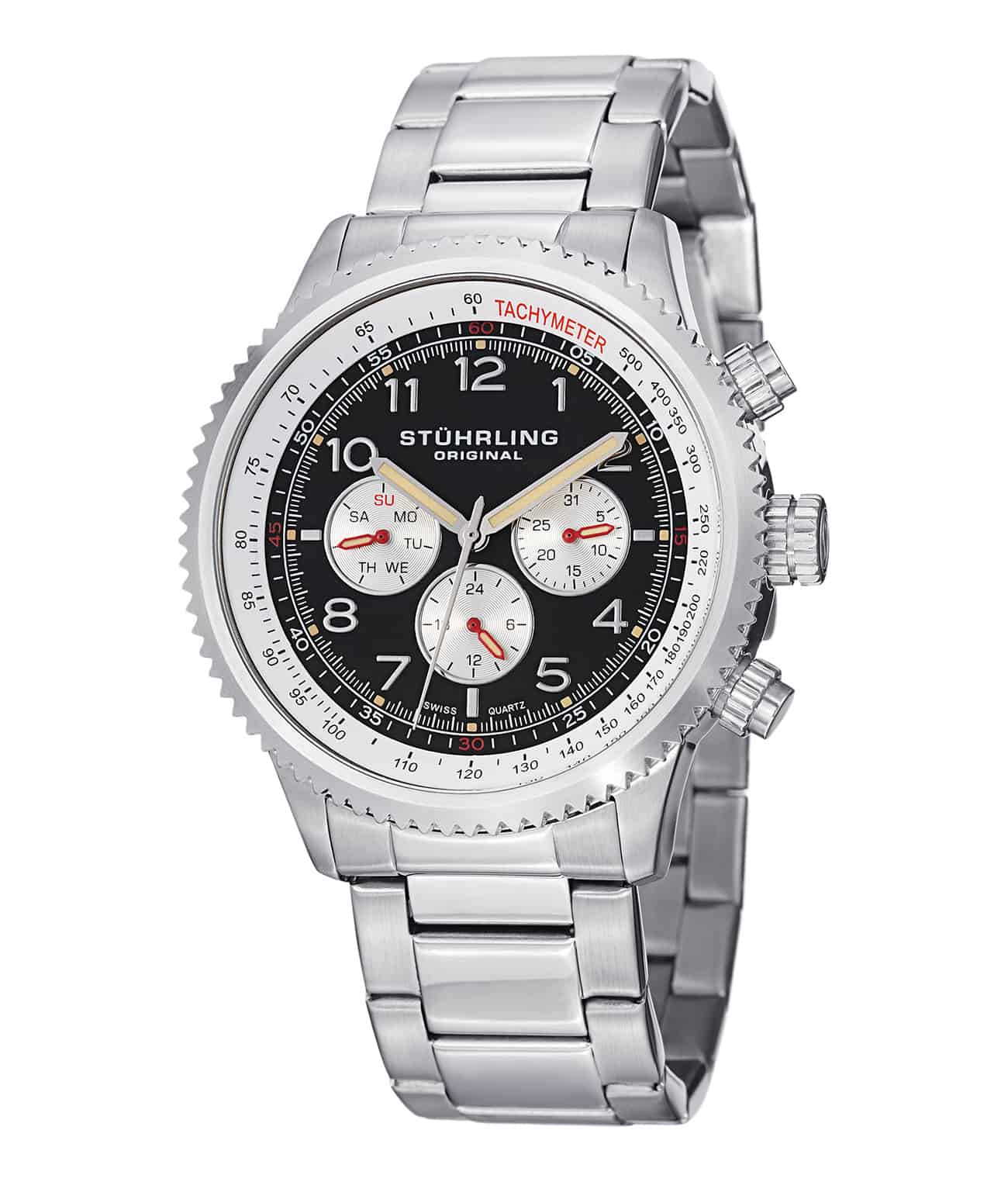 Black Dial / Silver Case / Silver Stainless Steel Bracelet Deployant Buckle