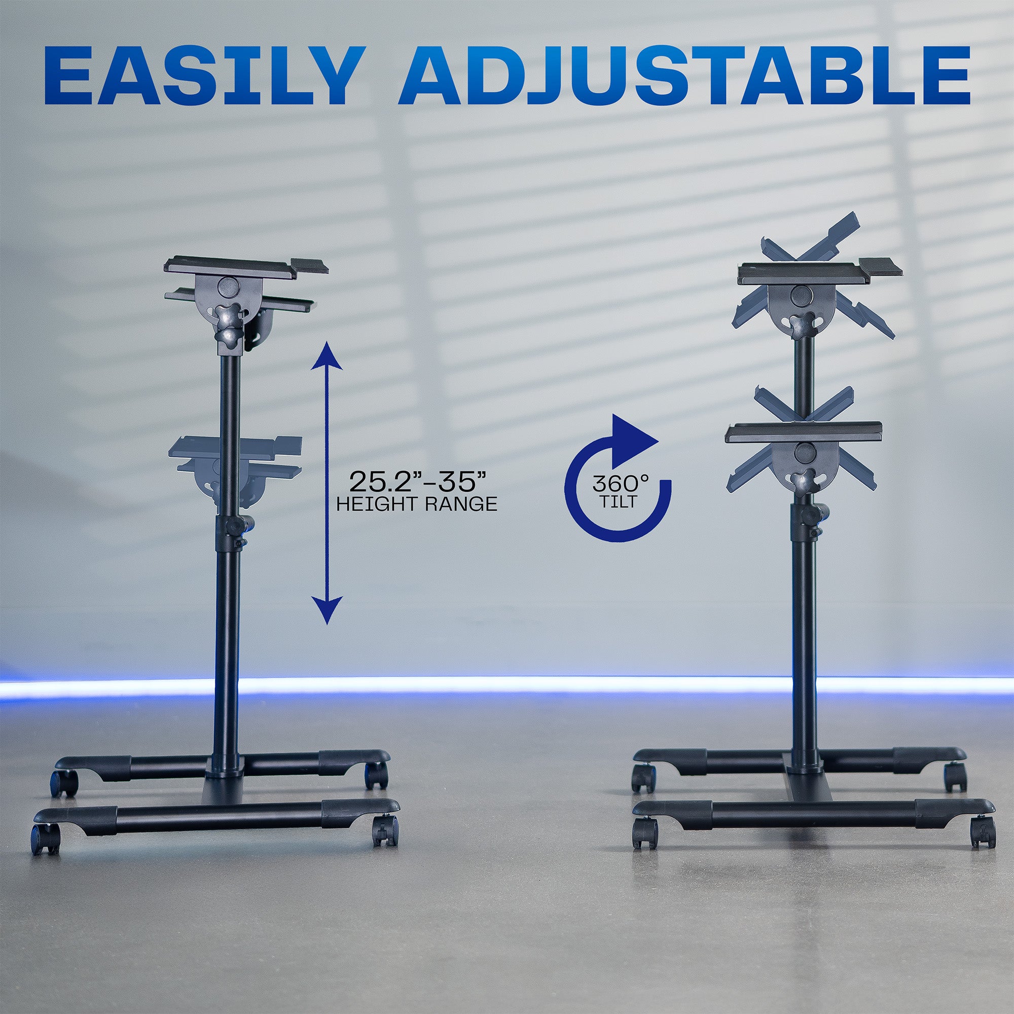 Adjustable Freestanding Keyboard Tray Cart with Wheels - Ergonomic Mobile Workstation for Office, Gaming & Home Computer Setup