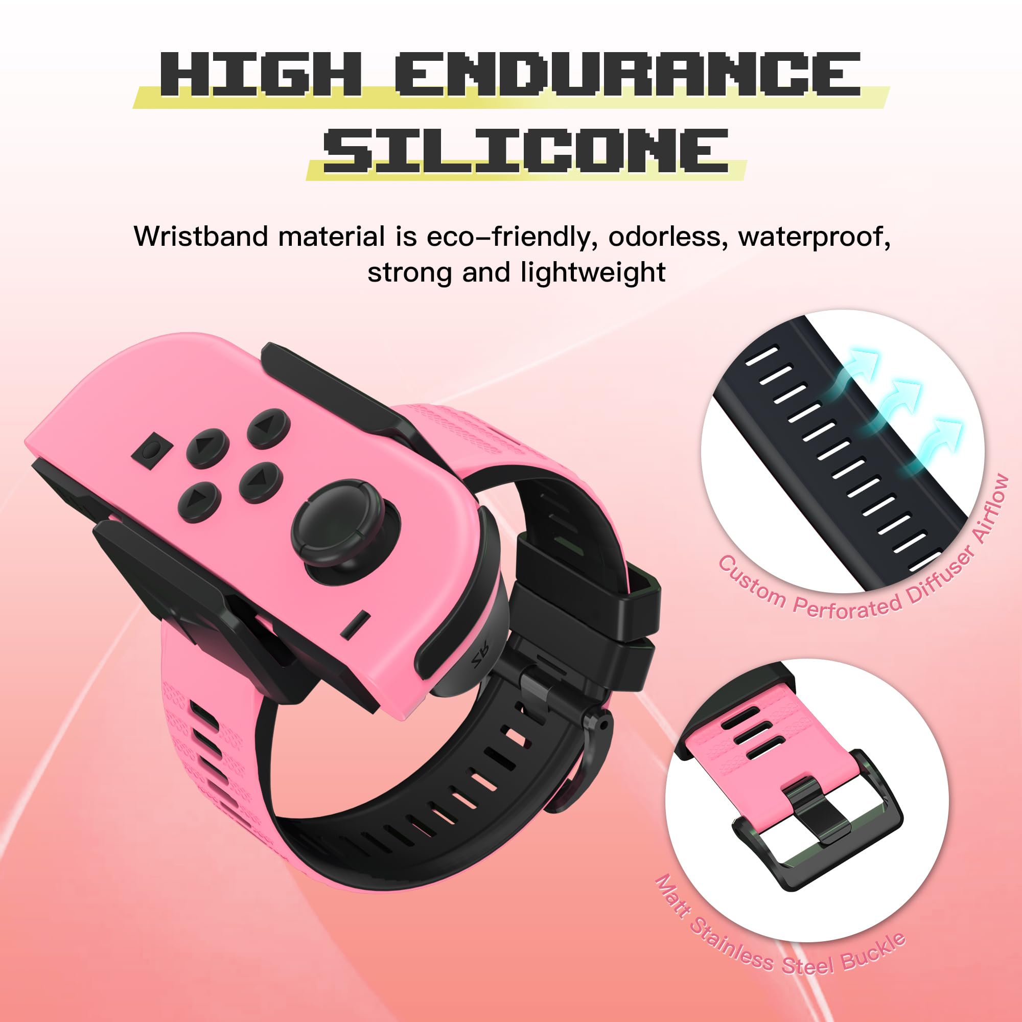Narati Adjustable Silicone Wrist Straps for Nintendo Switch Joy Cons & OLED Model - 2 Pack Wrist Bands Compatible with Just Dance 2025/2024/2023/2022/2021 - Perfect for Kids & Adults Gaming Accessories - Ideal for Dance Games, Fitness Tracking & Motion Control Gaming