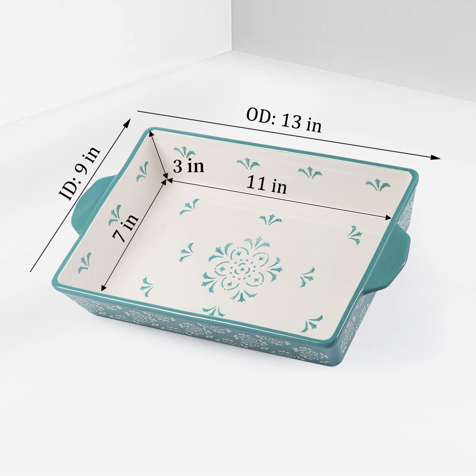 **9x13 Inch Ceramic Casserole Dish with Handles - Nonstick Oven Safe Baking Pan for Lasagna, Casseroles & More - Turquoise Kitchen Bakeware for Home Cooking & Entertaining**