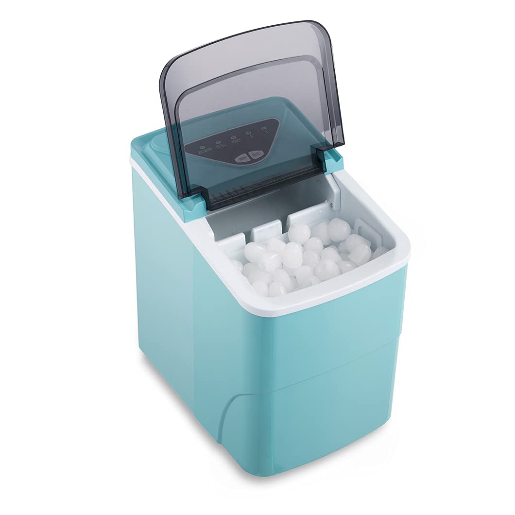 Portable Countertop Ice Maker Machine - Compact Automatic Ice Cube Maker with Scoop & Basket - Makes 9 Cubes in 6 Minutes - Perfect for Home, Kitchen, Office, Bar, Parties & Mixed Drinks