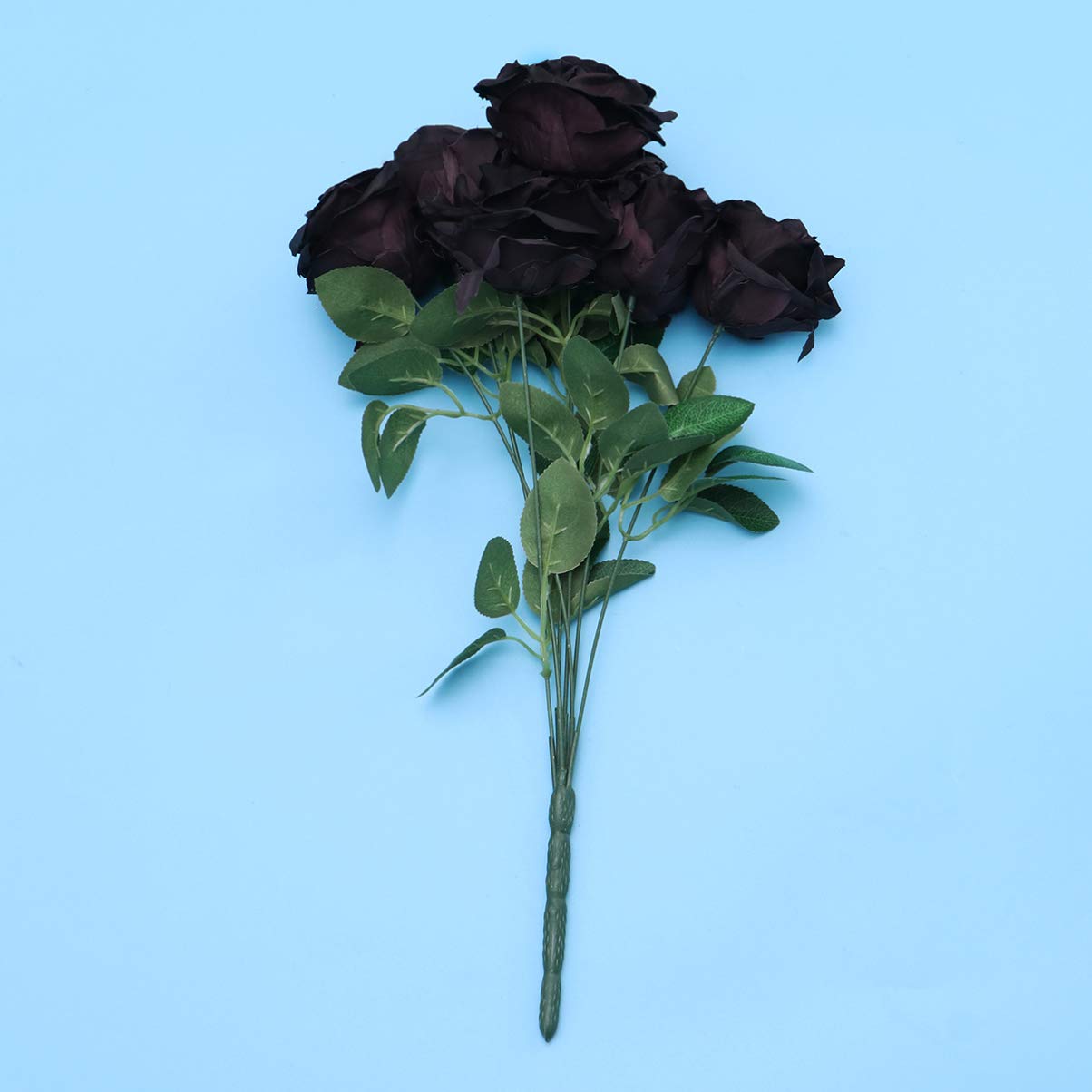 7 Black Artificial Roses - Realistic Fake Flower Stems for Wedding Bouquets, Party Decor, and Home Decoration | Elegant Black Rose Centerpieces for Weddings, Events, and Table Arrangements