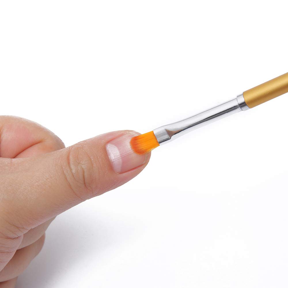 6PCS Professional Nail Art Liner Brushes Set - Acrylic UV Gel Glitter Drawing & Painting Brushes with Nylon Hair for Carving Flowers - Golden Color (7/9/11mm & 6/8/10mm) - Perfect for Salon, Home Manicure & Nail Art Design